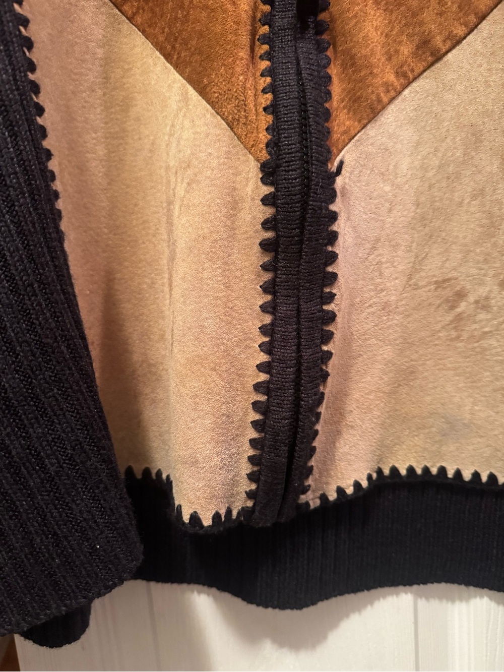 Vintage Designers Studio Groovy Patchwork Suede Leather Zip up Jacket XL - Picture 10 of 12